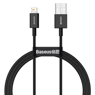 USB kabelis Baseus Superior USB - Lightning fast charging data cable 2,4 A 1 m juodas (CALYS-A01)