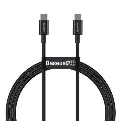 Greito Įkrovimo Kabelis Baseus Superior USB Type C - USB Type C FCP 100W 5A 20V 1m Juodas (CATYS-B01)