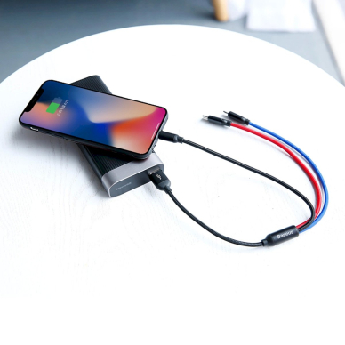 Baseus Three Primary Colors 3in1 USB-A - micro USB / Lightning / USB-C 3.5A Kabelis 0.3 m - Juodas 7