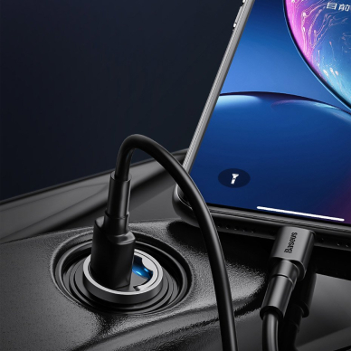 Automobilinis įkroviklis Baseus Tiny Star Mini Quick Charge Car Charger Usb Port 30W pilkas 12