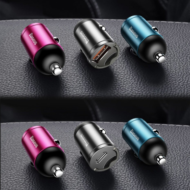 Automobilinis įkroviklis Baseus Tiny Star Mini Quick Charge Car Charger Usb Port 30W pilkas 19