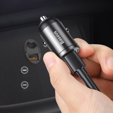 Automobilinis įkroviklis Baseus Tiny Star Mini Quick Charge Car Charger Usb Port 30W pilkas 8