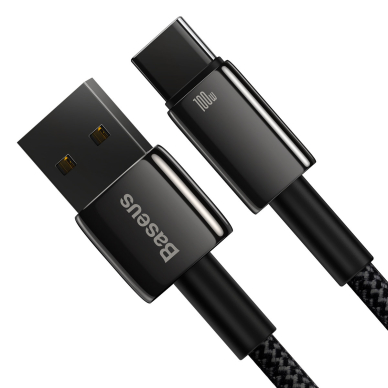 Baseus Tungsten Gold cable USB-A - USB-C 480Mb / s 100W 2m Juodas (CAWJ000101) 3