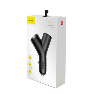 Automobilinis įkroviklis Baseus Y Type Car Charger With 2X Usb Su Cigarečių Uždegimo Prievadu 3.4A Juodas 8