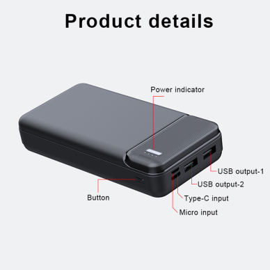 [Užsakomoji prekė] Išorinė baterija 10000mAh - Baseus Led Marks for Power State (PB-N1) - Juodas PWB033 2