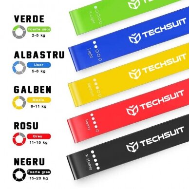 [Užsakomoji prekė] Elastinės juostos (5 vnt.) treniruotėms - Techsuit TS-01 - Multicolor 5