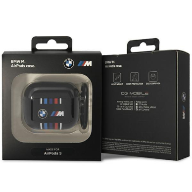 Dėklas ausinėms BMW Multiple Colored Lines BMA322SWTK AirPods 3 gen Juodas 2