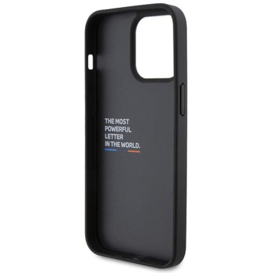 Originalus BMW dėklas BMHCP15X22PTDK iPhone 15 Pro Max 6.7  Juodas Leather Stamp Tricolor 6