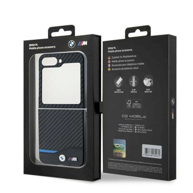 BMW Carbon Blue Line Dėklas Samsung Galaxy Z Flip 6 - Juodas 7