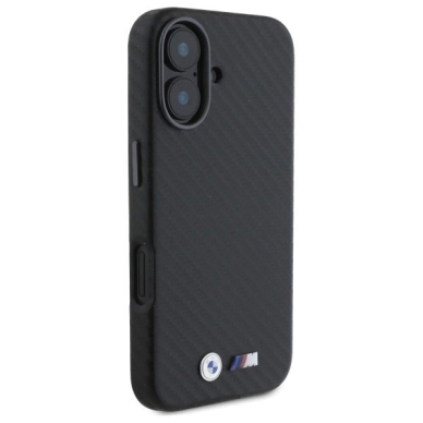 Orginalus BMW Dėklas Carbon Wrapped Metal iPhone 16  - Juodas 3