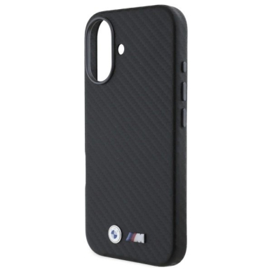 Orginalus BMW Dėklas Carbon Wrapped Metal iPhone 16  - Juodas 5