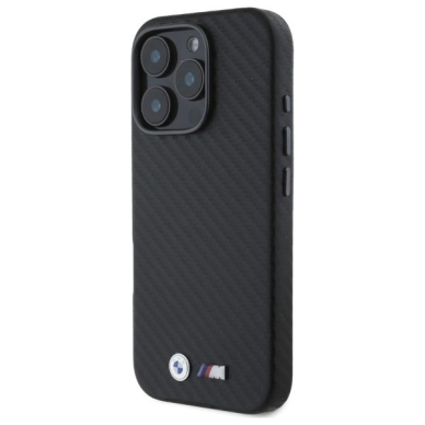 Orginalus BMW Dėklas Carbon Wrapped Metal iPhone 16 Pro  - Juodas 1