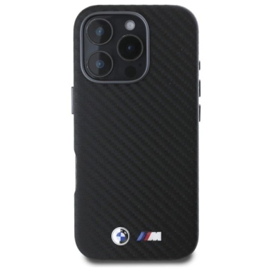 Orginalus BMW Dėklas Carbon Wrapped Metal iPhone 16 Pro  - Juodas 2