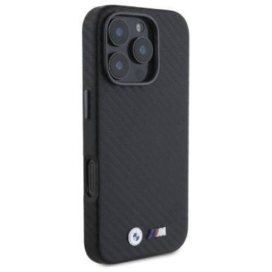 Orginalus BMW Dėklas Carbon Wrapped Metal iPhone 16 Pro  - Juodas 3