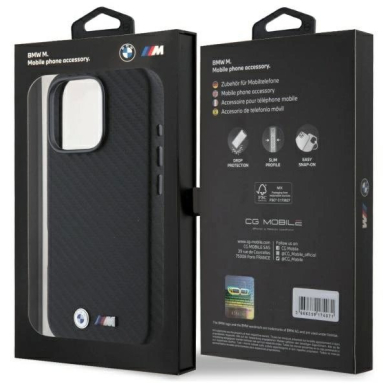 Orginalus BMW Dėklas Carbon Wrapped Metal iPhone 16 Pro  - Juodas 7