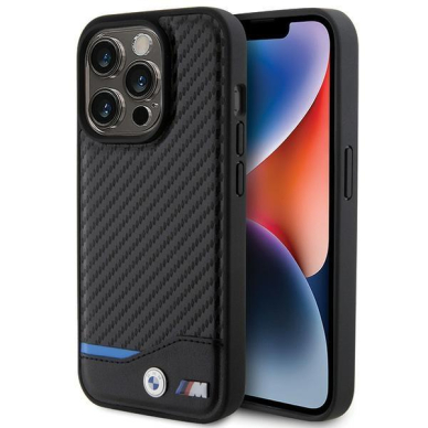 BMW Leather Carbon case for iPhone 15 Pro - black