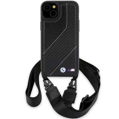 Originalus BMW dėklas M Edition Carbon Stripe &amp; StrapiPhone 15 Plus / 14 Plus - juodas 1