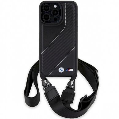 Originalus BMW dėklas M Edition Carbon Stripe &amp; StrapiPhone 15 Pro Max - juodas 1