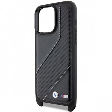 Originalus BMW dėklas M Edition Carbon Stripe &amp; StrapiPhone 15 Pro Max - juodas 4