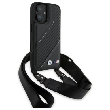 Orginalus BMW Dėklas M Edition Carbon Stripe  Strap iPhone 16  - Juodas 2