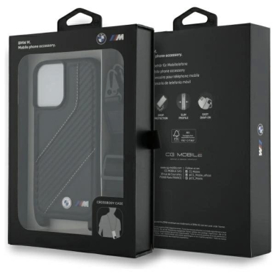 Orginalus BMW Dėklas M Edition Carbon Stripe  Strap iPhone 16  - Juodas 6