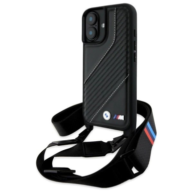 Orginalus BMW Dėklas M Edition Carbon Stripe  Strap iPhone 16  - Juodas