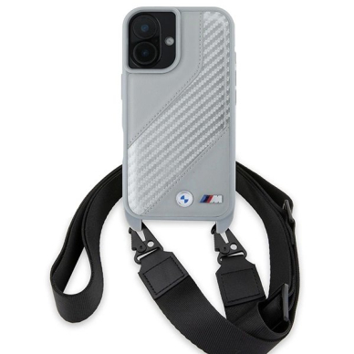 Orginalus BMW Dėklas M Edition Carbon Stripe  Strap iPhone 16  - Pilkas 1