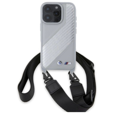 Orginalus BMW Dėklas M Edition Carbon Stripe  Strap iPhone 16 Pro  - Pilkas 1