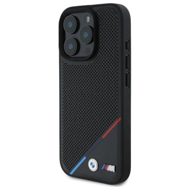 Orginalus BMW Dėklas M Perforated Tricolor Line MagSafe  iPhone 16 Pro Max - Juodas 1