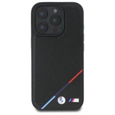 Orginalus BMW Dėklas M Perforated Tricolor Line MagSafe  iPhone 16 Pro Max - Juodas 2