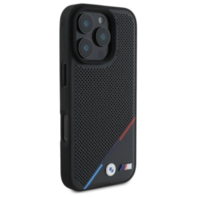 Orginalus BMW Dėklas M Perforated Tricolor Line MagSafe  iPhone 16 Pro Max - Juodas 3