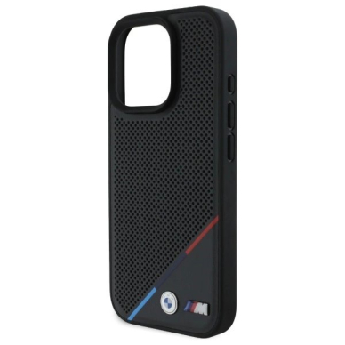 Orginalus BMW Dėklas M Perforated Tricolor Line MagSafe  iPhone 16 Pro Max - Juodas 5