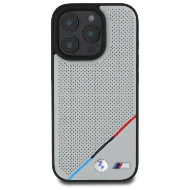 Orginalus BMW Dėklas M Perforated Tricolor Line MagSafe  iPhone 16 Pro Max - Pilkas 2