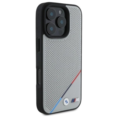 Orginalus BMW Dėklas M Perforated Tricolor Line MagSafe  iPhone 16 Pro Max - Pilkas 3