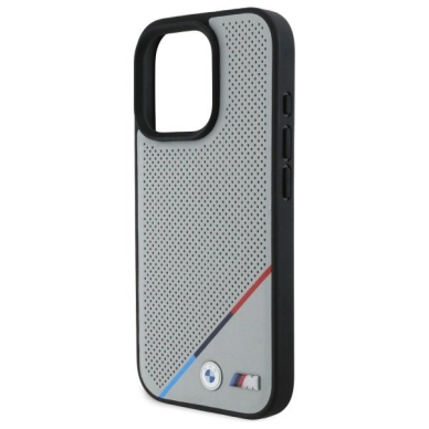 Orginalus BMW Dėklas M Perforated Tricolor Line MagSafe  iPhone 16 Pro Max - Pilkas 5