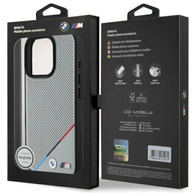 Orginalus BMW Dėklas M Perforated Tricolor Line MagSafe  iPhone 16 Pro Max - Pilkas 7