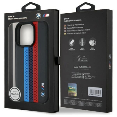 Orginalus BMW Dėklas M Performance Tricolor Printed Stripes MagSafeMagSafe  iPhone 16 Pro Max - Juodas 7