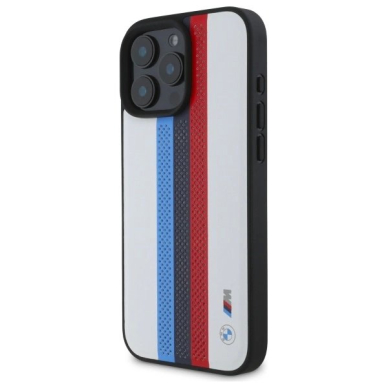 Orginalus BMW Dėklas M Performance Tricolor Printed Stripes MagSafeMagSafe iPhone 16 Pro Max  - White 1