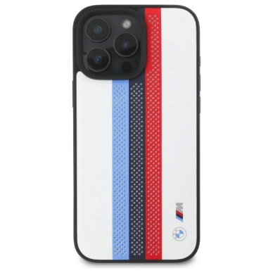 Orginalus BMW Dėklas M Performance Tricolor Printed Stripes MagSafeMagSafe iPhone 16 Pro Max  - White 2