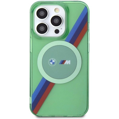 Originalus BMW dėklas M Tricolor Stripes MagSafeiPhone 15 Pro - žalias 2