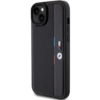 Originalus BMW dėklas Perforated Tricolor LineiPhone 15 / 14 / 13 - juodas 1