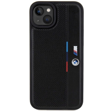 Originalus BMW dėklas Perforated Tricolor LineiPhone 15 / 14 / 13 - juodas 2