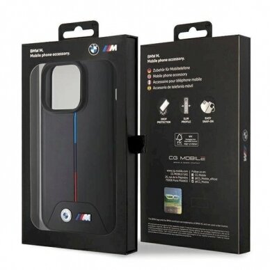 Originalus BMW dėklas Quilted Tricolor MagSafeiPhone 15 Pro Max - juodas 7