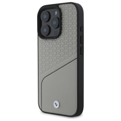 Orginalus BMW Dėklas Sign Leather Textured and Line MagSafe  iPhone 16 Pro Max - Pilkas 1