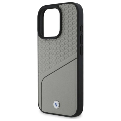 Orginalus BMW Dėklas Sign Leather Textured and Line MagSafe  iPhone 16 Pro Max - Pilkas 5