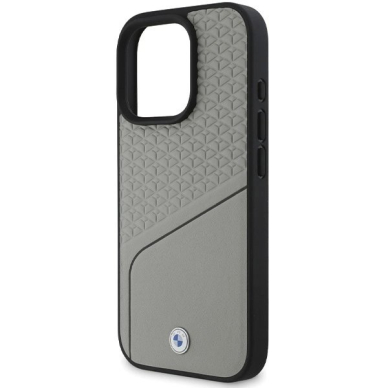 Orginalus BMW Dėklas Sign Leather Textured and Line MagSafe iPhone 16 Pro  - Pilkas 4