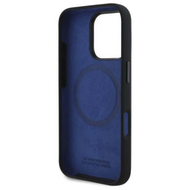 Orginalus BMW Dėklas Silicone Hexagon Blue Line MagSafe  iPhone 16 Pro Max - Juodas 6