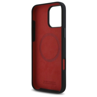 Orginalus BMW Dėklas Silicone Hexagon Red Line MagSafe  iPhone 16 Pro Max - Juodas 6