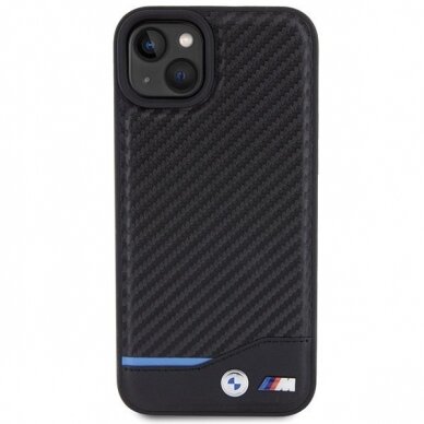 Dėklas BWM Leather Carbon  iPhone 15 Plus - Juodas 2