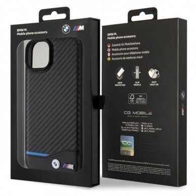 Dėklas BWM Leather Carbon  iPhone 15 Plus - Juodas 7